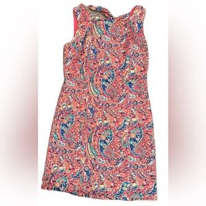 Talbots Sleeveless Coral Multicolor Paisley Midi Dress “Bonaire” EUC